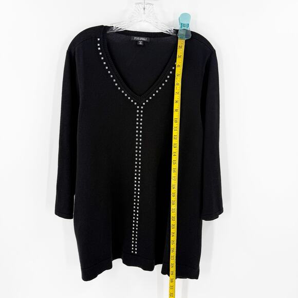 Roz & Ali Black V-Neck Embellished Pullover Sweater Women's Size 2X FLAWED - Picture 10 of 12